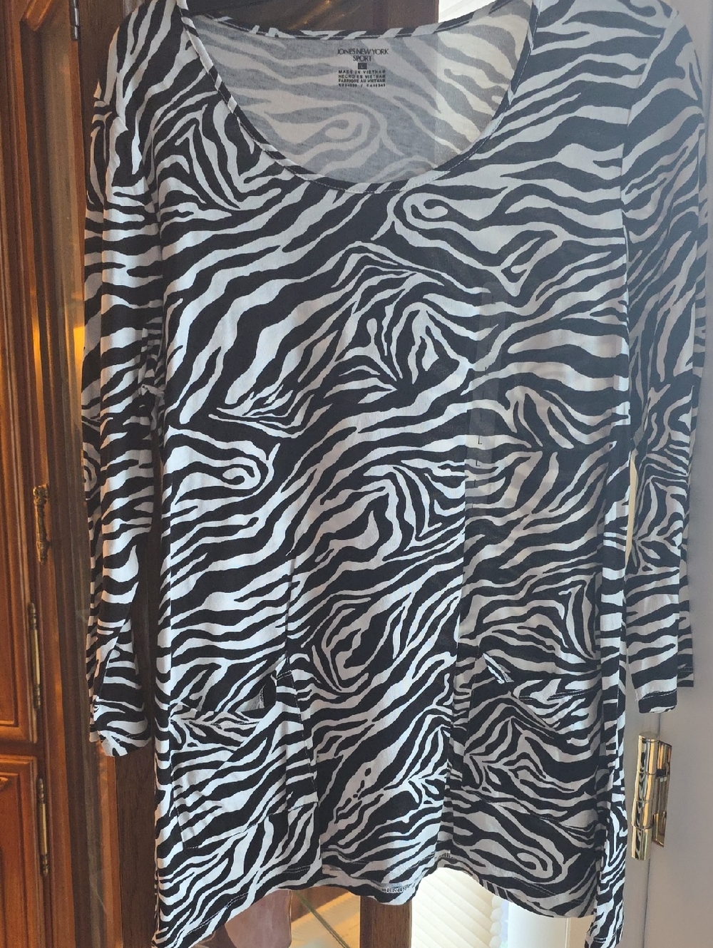 Jones New York Black and White Zebra Print Tunic